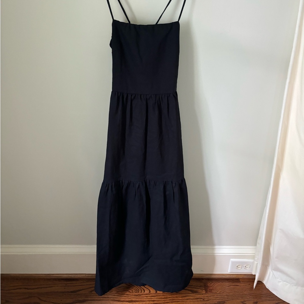 ROVE Black Smocked Tiered Maxi Dress